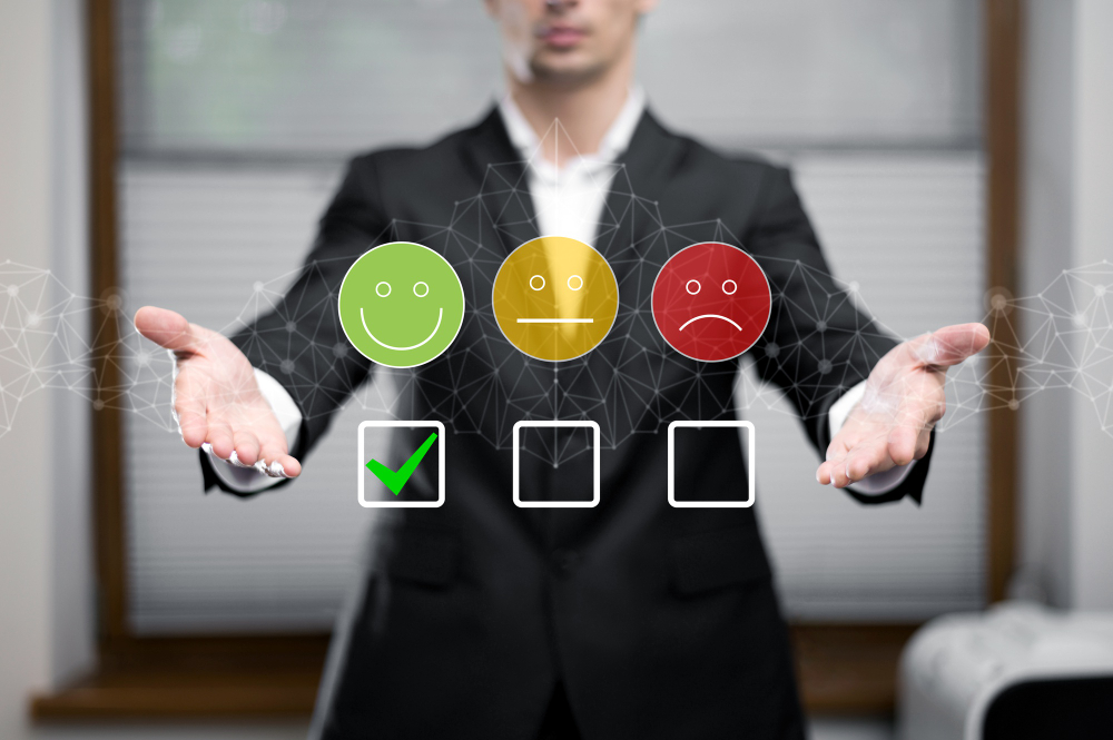 Illustration of the concept of the level of customer experience and satisfaction.