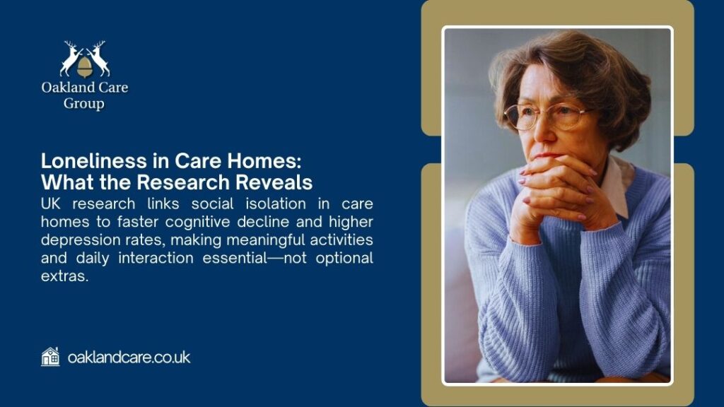 Lonely senior woman depicting research findings on loneliness and social isolation impact on cognitive health in care homes